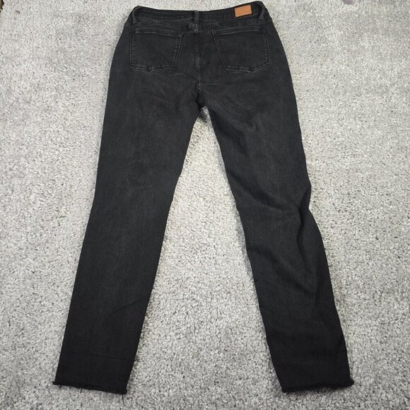 Judy Blue Jeans Womens 9/29 Black Slim Straight Raw Hem Stretch Distressed - Picture 7 of 13